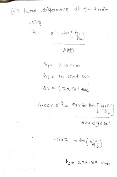 the following data are for a falling-head permeability test|Falling Head Permeability Test .